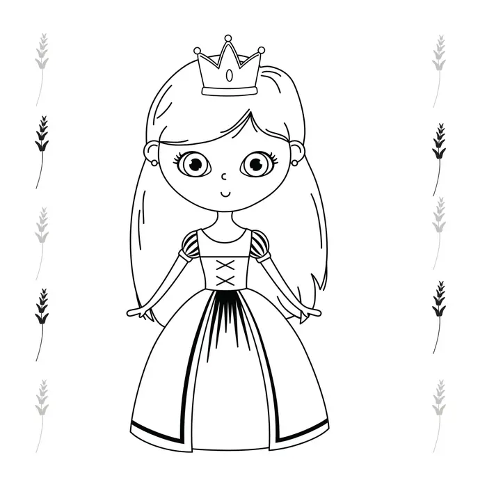 Ausmalbild von Prinzessin mit Krone