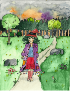 Illustration Tante Alraune im Wald von Ines Gölß