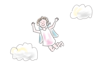 Engel zwischen Wolken als Cartoon
