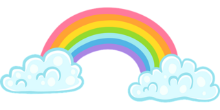 Regenbogen zwischen zwei Wolken