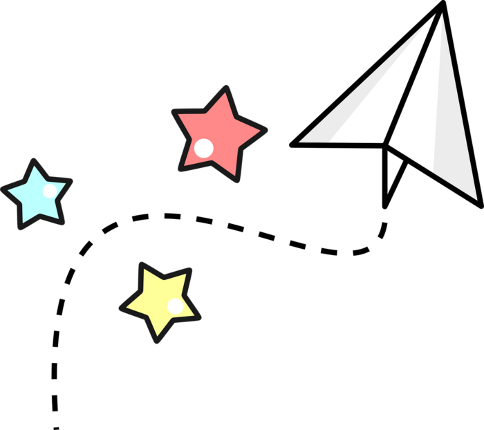 Papierflieger mit drei Sternen