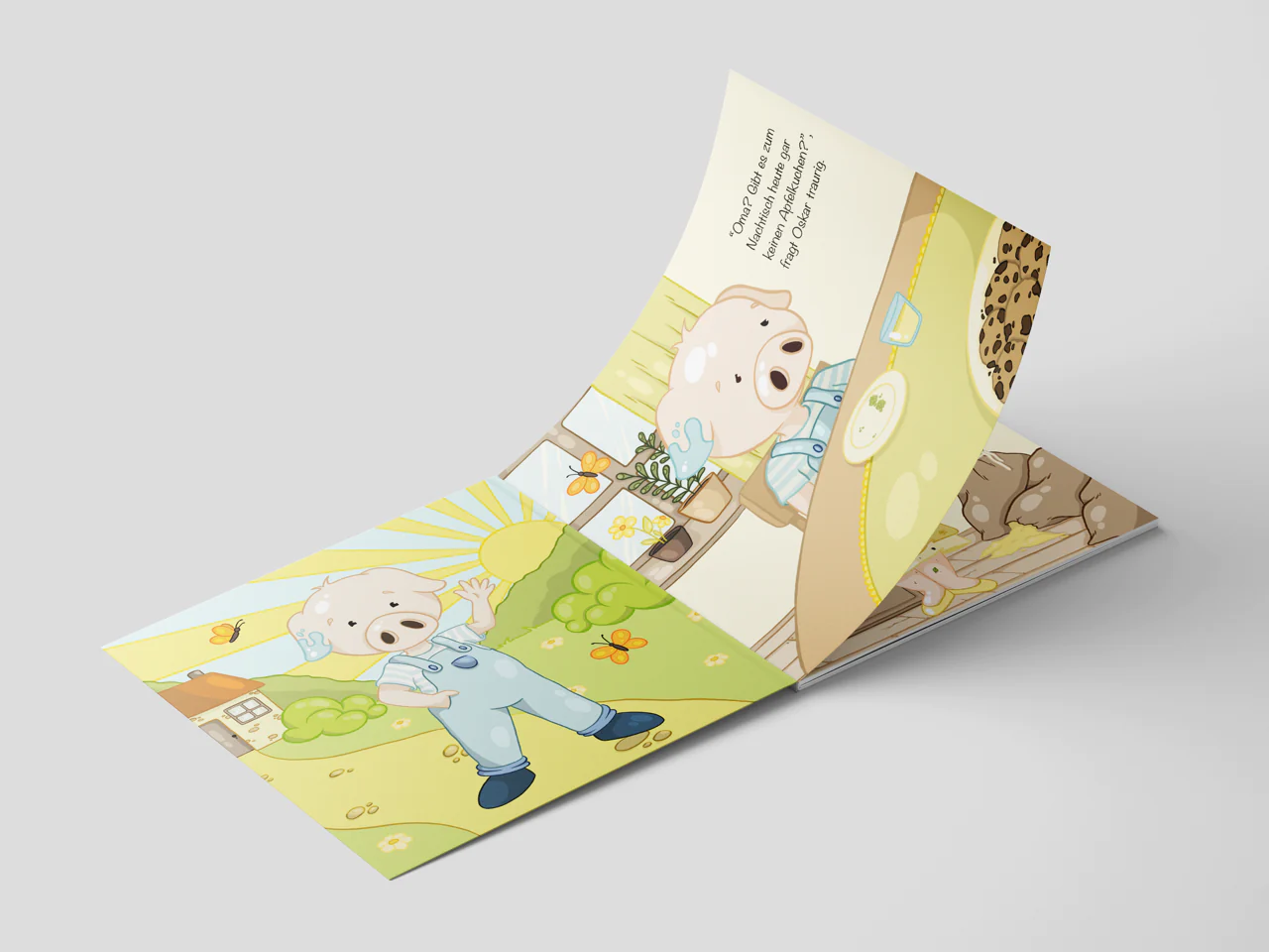 Inhaltsseite vom Mitmachbuch "Oskar und der Apfelbaum - ein Mitmachabenteuer" für Kinder ab 3 Jahren, ein Bilderbuch von Toni Grimm und Zwergenstark