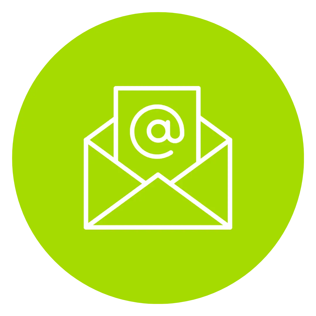Hellgrünes Icon mit Brief und Mailzeichen