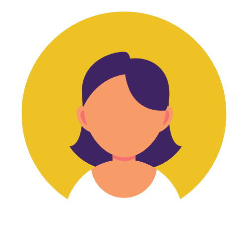 Kundenbewertung Icon Frau mit halblangen Haaren auf gelbem Hintergrund