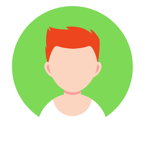 Kundenbewertung Icon Mann mit kurzen roten Haaren auf grünem Hintergrund