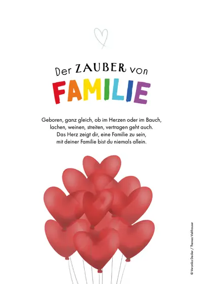 Postkarte zum Kinderbuch Der Zauber von Familie von Veronika Decker und Zwergenstark