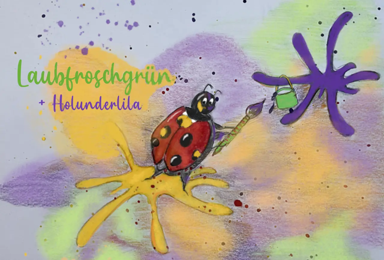 Beitragsbild zu kostenlosen Kindergeschichte "Laubfroschgrün + Holunderlila" von Christel Gaiser