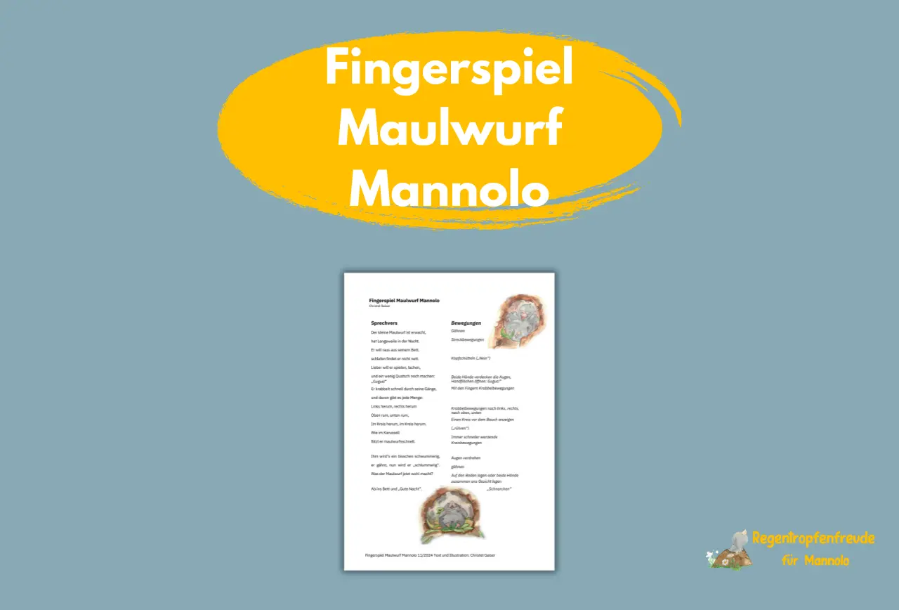 Beitragsbild zum Fingerspiel als Bonusinhalt zum Kinderbuch "Regentropfenfreude für Mannolo", ein Vorlesebuch für Kinder ab 4 Jahren von Christel Gaiser