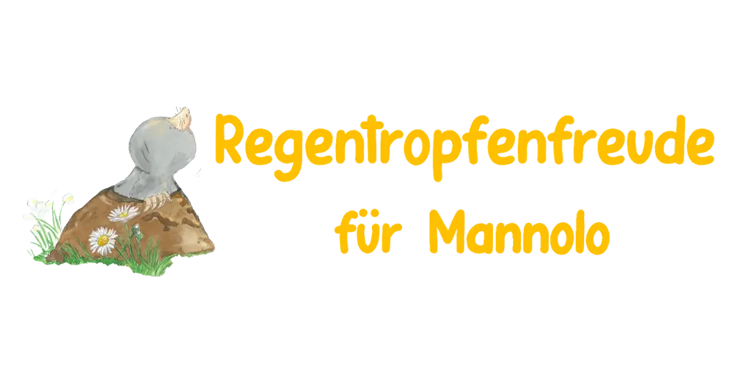 Logo zu dem Kinderbuch "Regentropfenfreude für Mannolo", ein Vorlesebuch für Kinder ab 4 Jahren von Christel Gaiser