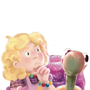 Illustration von Amaya und Karli aus dem Kinderbuch "Die Hüterin des Gemüsegartens", ein Bilderbuch ab 3 Jahren über Gemüse, Garten und gesunde Ernährung von Jacky Praefke und Zwergenstark
