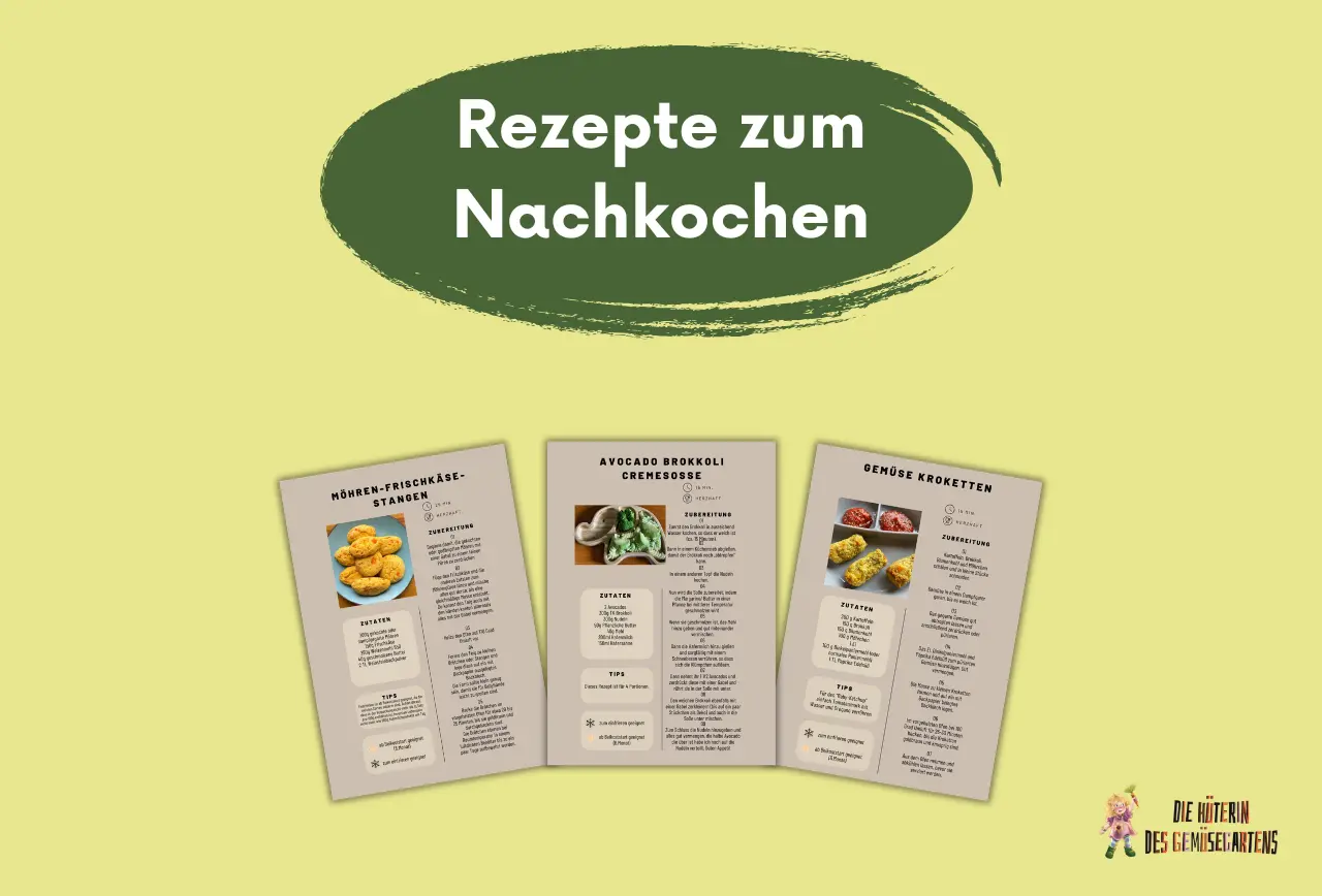 Beitragsbild für die Rezepte zu dem Kinderbuch "Die Hüterin des Gemüsegartens", ein Bilderbuch ab 3 Jahren über Gemüse, Garten und gesunde Ernährung von Jacky Praefke und Zwergenstark