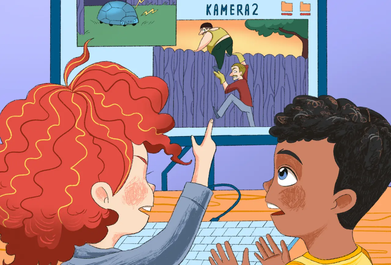 Beitragsbild zum 2. Kapitel "Einbrecheralarm im Garten", ein Auszug aus dem Kinderbuch "Matilda Macintosh - Genialer Plan bei Einbruchalarm", ein Vorlesebuch voller Abenteuer für Kinder ab 5 Jahren von Axel Täubert, Jana Sommerfeld und Zwergenstark