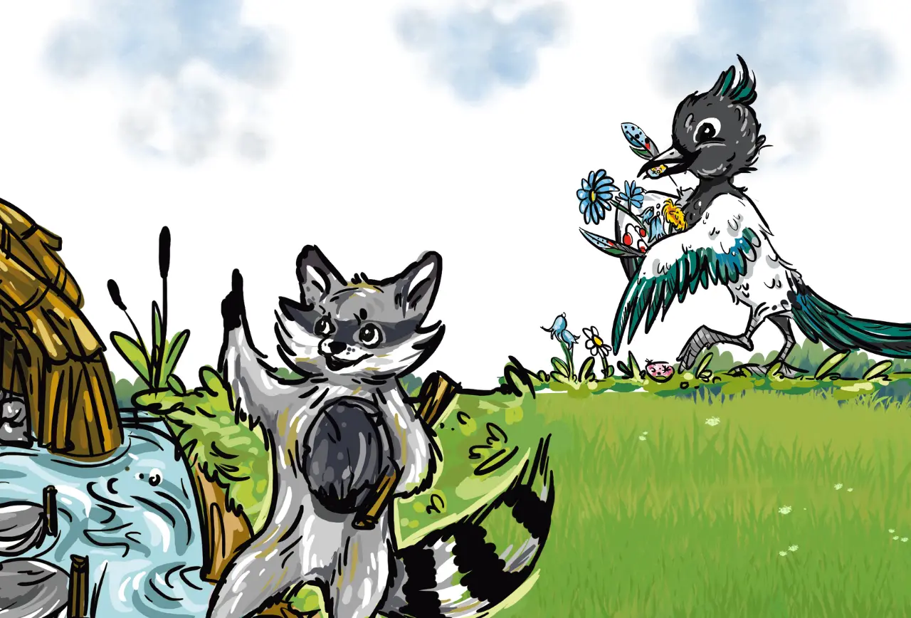 Beitragsbild der Bonusgeschichte "Wims Waldtheater" zum Kinderbuch "Bennos Baubande – Biberstarke Freunde", ein Bilderbuch ab 3 Jahren über Natur, Tiere, Freundschaft und Zusammenhalt von Mella Lisitano und Zwergenstark