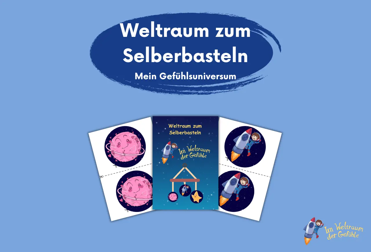 Beitragsbild für die Bastelanleitung zum Kinderbuch "Im Weltraum der Gefühle – Tim und die Gefühlsplaneten", ein Bilderbuch für Kinder ab 3 Jahren von Angelina Wenzler und Zwergenstark