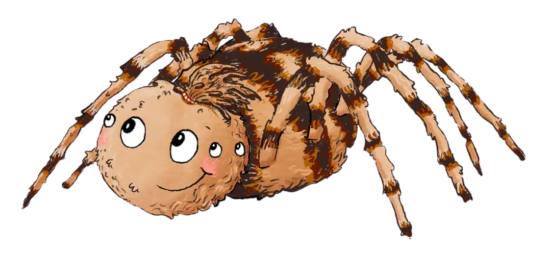 illustration-kitzelda-spinne Logo zum Kinderbuch "Im Weltraum der Gefühle – Tim und die Gefühlsplaneten", ein Bilderbuch für Kinder ab 3 Jahren von Angelina Wenzler und Zwergenstark