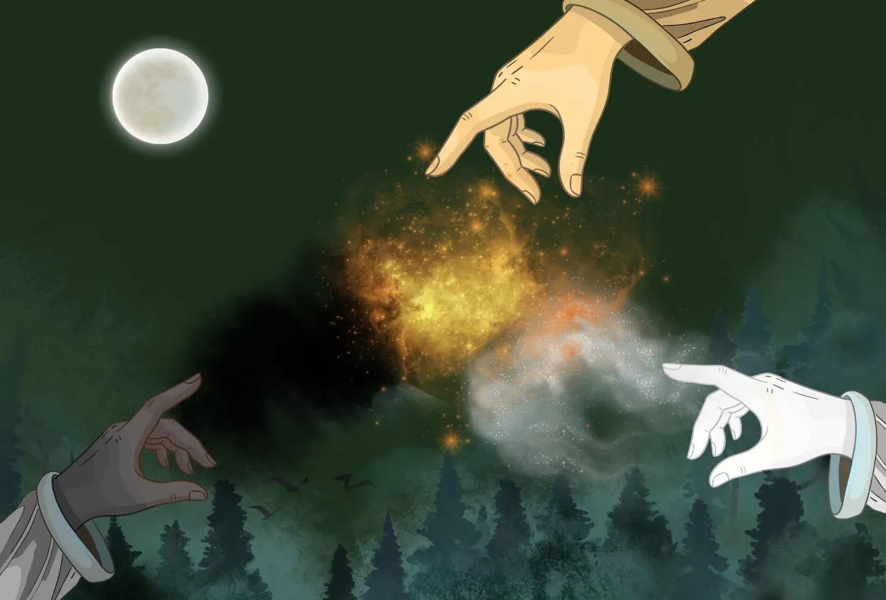 Beitragsbild für die Geschichte "Licht in der längsten Nacht" Bonusgeschichte zu dem Kinderroman "Marlene - Die Auserwählte des Zauberbuchs", Kinderroman ab 11 Jahren.