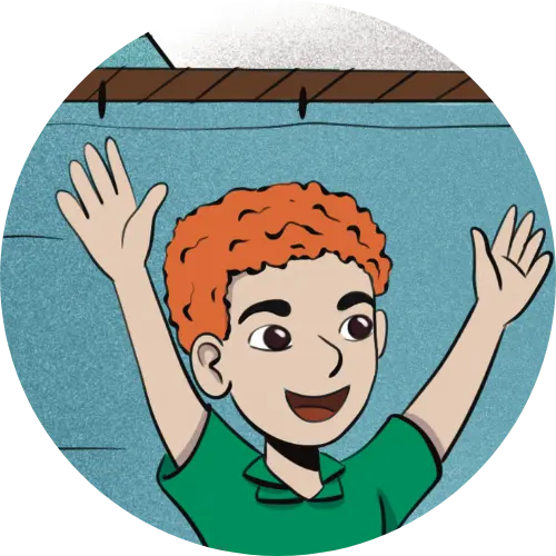 Runde Illustration vom Bewohner Glitz aus dem Kinderbuch "Im Weltraum der Gefühle – Tim und die Gefühlsplaneten", ein Bilderbuch für Kinder ab 3 Jahren von Angelina Wenzler und Zwergenstark